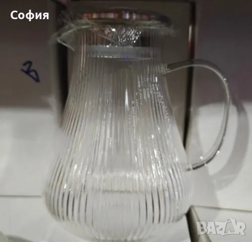 Луксозна стъклена кана с метален капак, снимка 4 - Аксесоари за кухня - 48490915