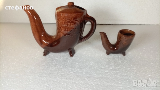 Глинен комплект за греяна ракия, тип ритон, Ханска шатра, снимка 6 - Сервизи - 52867622