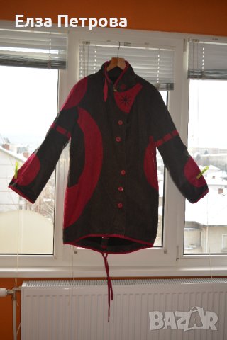 Дамско есенно-зимно джинсово манто в тъмнокафяво и цикламено; 4XL÷5XL, снимка 3 - Палта, манта - 43830262