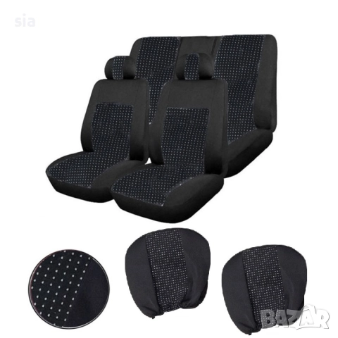 Тапицерия за кола, 6 части, Черна