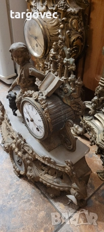 разкошен старинен бронзов часовник Белгия, снимка 4 - Антикварни и старинни предмети - 52676123