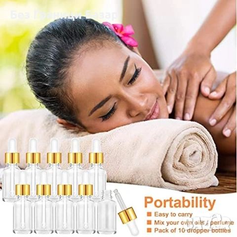 Нови Мини стъклени бутилки 5ml с пипета за етерични масла 10 броя капкомер, снимка 7 - Други стоки за дома - 53200291