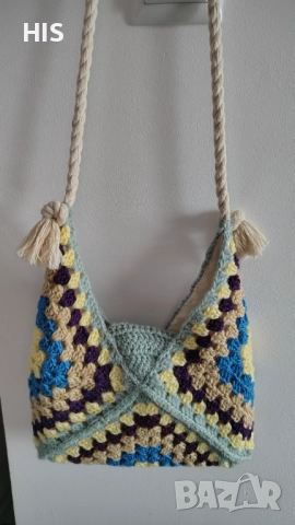 Плетени дамски чанти, многоцветни подаръци , снимка 3 - Чанти - 42698019