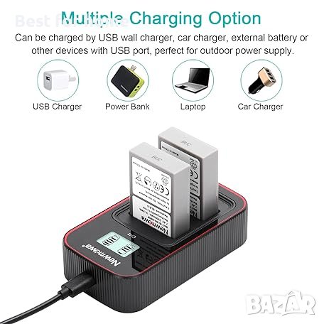 Комплект батерии 2200 mAh и смарт зарядна станция за Olympus от Newmowa BLS-5 , снимка 2 - Батерии, зарядни - 43335121