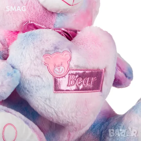 Седнало плюшено мече Розово сърце Розово фолио 43x35x45см S_1187586, снимка 2 - Плюшени играчки - 48500319