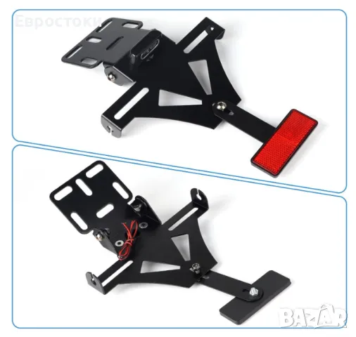 Държач на регистрационен номер за мотоциклет, регулируем, с LED осветление и рефлектор, снимка 5 - Аксесоари и консумативи - 49518626