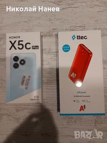 Нов ТЕЛЕФОН HONOR X5c plus, заедно с 10 000 mAh POWERBANK A1