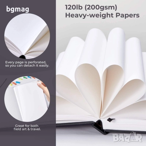 Ohuhu скицник 175x165mm,60 страници/30 листа-200g/m²-Твърди корици-Блок за рисуване, снимка 3 - Ученически пособия, канцеларски материали - 52187215