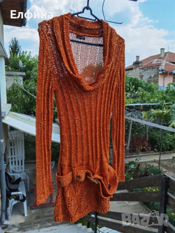 Ефектна оранжева туника с ламе. , снимка 2 - Туники - 37486204