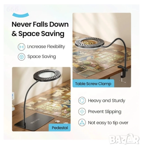 Лупа със светлина и стойка., снимка 4 - Друга електроника - 52861257