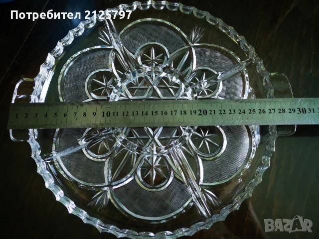 Кристално плато за сервиране, снимка 7 - Прибори за хранене, готвене и сервиране - 51275792