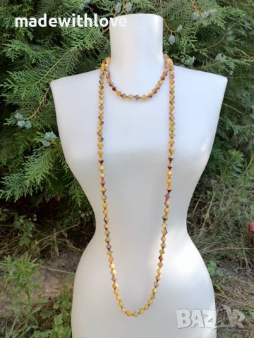 Ръчно изработена дълга огърлица, снимка 4 - Колиета, медальони, синджири - 43245380