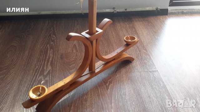 Дървена лампа със две крушки , снимка 5 - Лампи за таван - 33558941