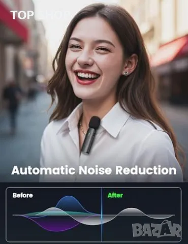 Нов Безжичен лаважен микрофон за iPhone/Android за видео и стрийминг, снимка 3 - Микрофони - 49335245