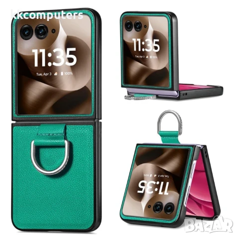 Motorola Razr 60 Ultra 5G Удароустойчив Litchi Texture/ Ring Holder Калъф и Протектор, снимка 3 - Калъфи, кейсове - 50443338