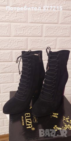 Черни боти от велур, снимка 2 - Дамски боти - 43308104