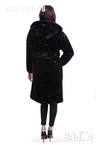 Зимно дамско дълго палто 4253 кафяв/сив/черен, снимка 9 - Якета - 51957816