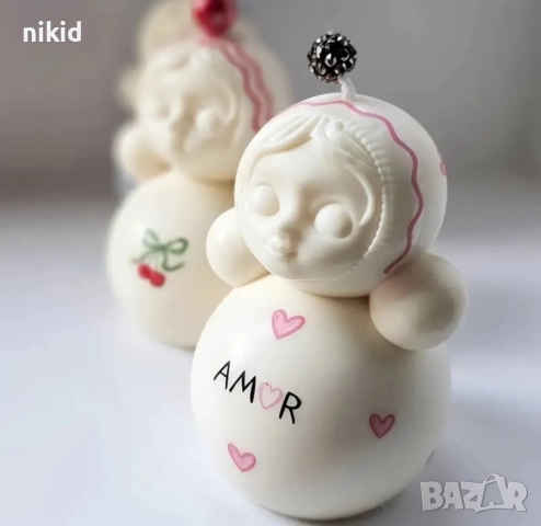 3D кукла тип матрьошка снежен човек силиконов молд форма фондан шоколад гипс свещ декор