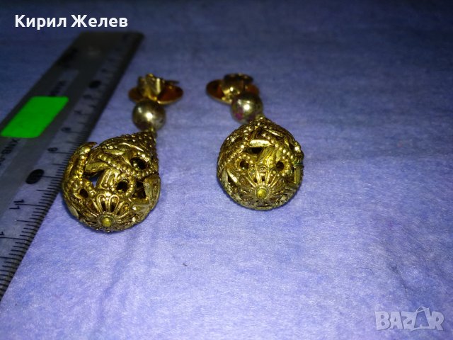 СТАРИ ОРНАМЕНТИРАНИ АЖУРНИ АР НУВО СТИЛ БРОНЗОВИ ОБЕЦИ с ПОЗЛАТА РЕТРО КЛИПС МОДЕЛ 37102, снимка 9 - Антикварни и старинни предмети - 40684798