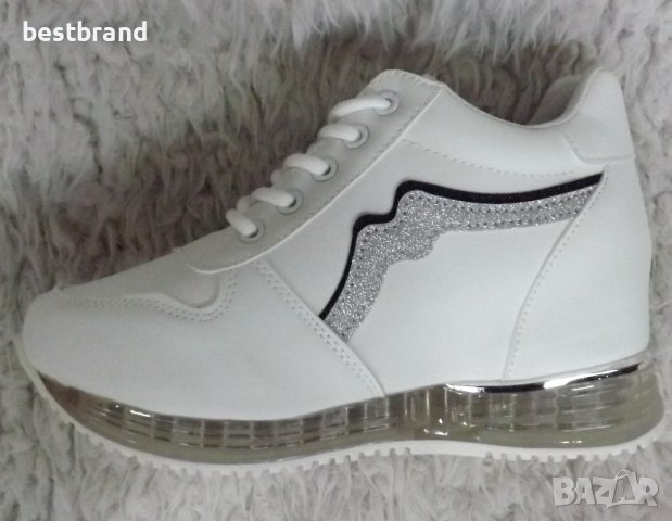 Обувки, скрита платформа, бели, код 274/ББ2/35, снимка 3 - Дамски ежедневни обувки - 39456354