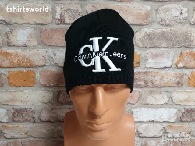 Нова зимна шапка на марката CK, Calvin Klein с бяло лого, снимка 7 - Шапки - 43280725