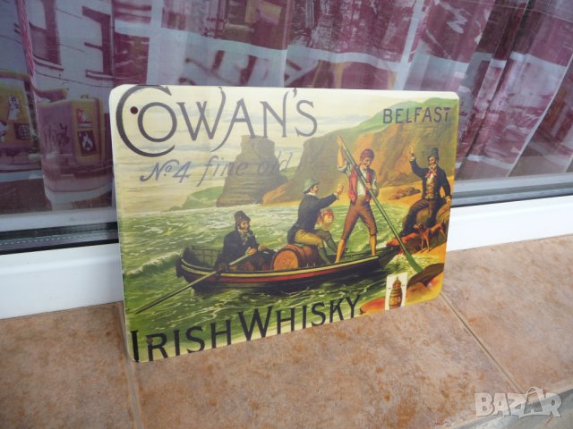 Метална табела ирландско уиски отлежало Белфаст Cowan's, снимка 2 - Рекламни табели - 43039224