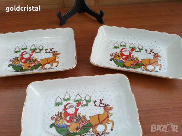 Стар български порцелан чинии Коледа дядо мраз , снимка 2 - Антикварни и старинни предмети - 37487857