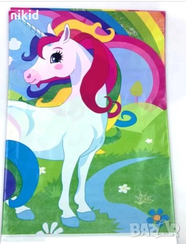 Еднорог unicorn Пони дъга найлонова покривка за парти рожден ден, снимка 2 - Покривки за маси - 33304727