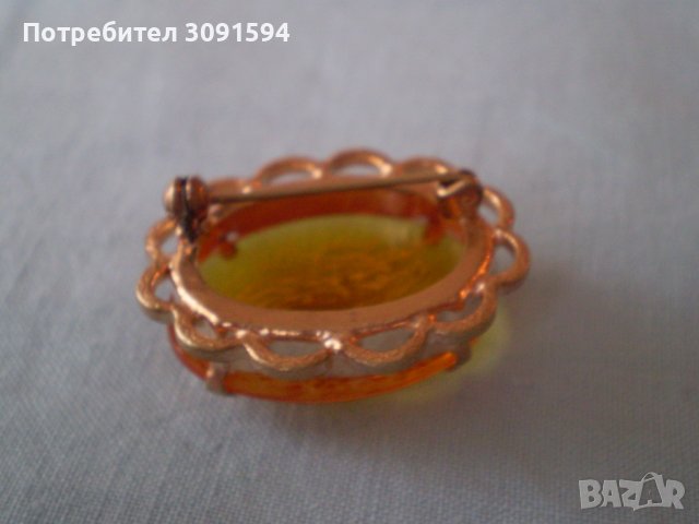 РЕТРО БРОШКА ВИНТИДЖ БИЖУ ТОПЕН  КЕХЛИБАР СССР, снимка 7 - Антикварни и старинни предмети - 36847429