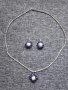 Колие и обеци от ахат и перла - ръчна изработка, снимка 1 - Обеци - 44109865