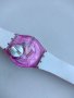 Часовник SWATCH AG 2003 Woman In Pink Clear & Silver Casual Quartz Watch Flower Charm, снимка 5