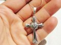 Старинен сребърен кръст Исус Христос със циркони и сребърно синджирче - притежавайте този кръст и на, снимка 6