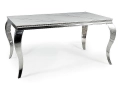   Трапезна маса ПРИНЦ 150x90 керамика бяла калаката - хром, снимка 1