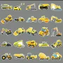50 бр Багер Камион строителни машини самозалепващи лепенки стикери за украса декор картонена торта, снимка 10