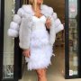 Дамско луксозно палто с лисица бяло
