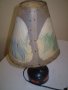 Стара керамична лампа със рисуван абажур ЛАМПАТА Е НА ТОК, снимка 2
