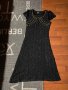 Черна плетена рокля с къс ръкав от заешка кожа