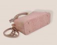 Дамска чанта от естествена кожа с ефектна щампа в розово, снимка 5