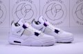 Nike Jordan Retro 4 White Oreo, Taupe Haze, Purple Metallic, снимка 1 - Спортни обувки - 39215114