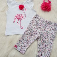 Тениска фламинго и късо клинче за момиче 80-86см., снимка 7 - Комплекти за бебе - 33242090