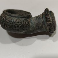 Старинна османска бронзова лула за опиум - тютюн , снимка 1 - Антикварни и старинни предмети - 39584384