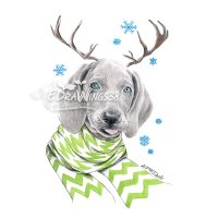 Коледна картичка "Кученце с шал", снимка 4 - Коледни подаръци - 27414018