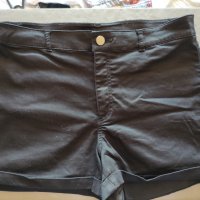 черни еластични къси панталонки с висока талия  , снимка 1 - Къси панталони и бермуди - 40628327