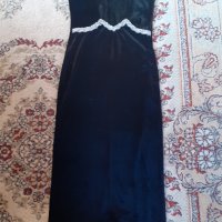 Дълга черна кадифена официална рокля , снимка 2 - Рокли - 35625876