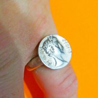 Старинен мъжки сребърен пръстен с лика на римския император  Октавиан Август - възродил рим, снимка 4 - Пръстени - 38604778