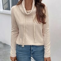 Дамска блуза с текстурирана яка с гъста яка - 024, снимка 4 - Блузи с дълъг ръкав и пуловери - 43627991