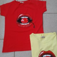 Тениска със устни и череша - Размер- С и М , снимка 6 - Тениски - 25610909