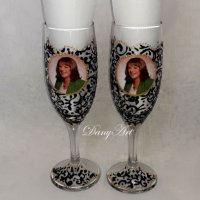 Ръчно рисувани и декорирани чаши за вино, снимка 9 - Чаши - 33593595