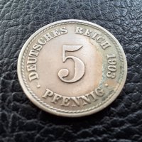 Стара монета 5 пфенига 1903 г.буква А - Германия- рядка,121 годишна !, снимка 10 - Нумизматика и бонистика - 39740302
