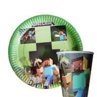 Minecraft Майнкрафт 8 бр големи парти чинии чинийки рожден ден, снимка 2 - Чинии - 40548828